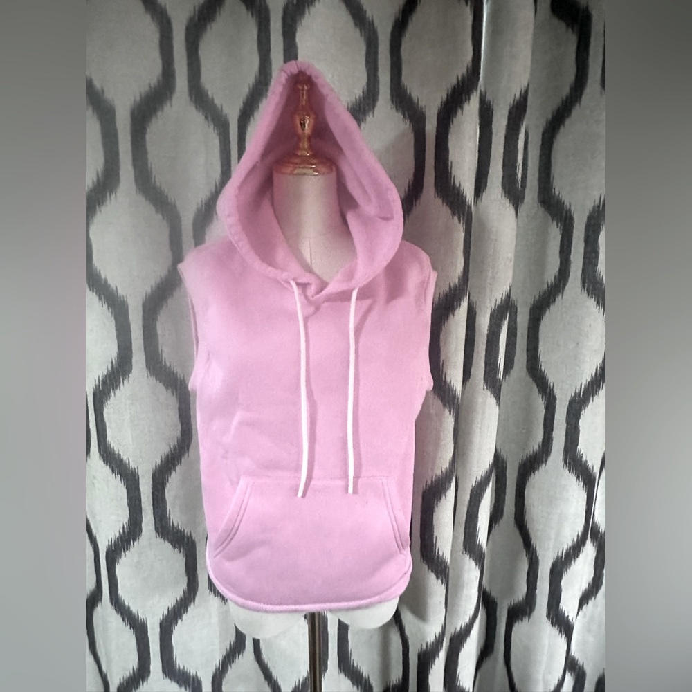 SHEIN Pink hooded sweatshirt vest nwot XS